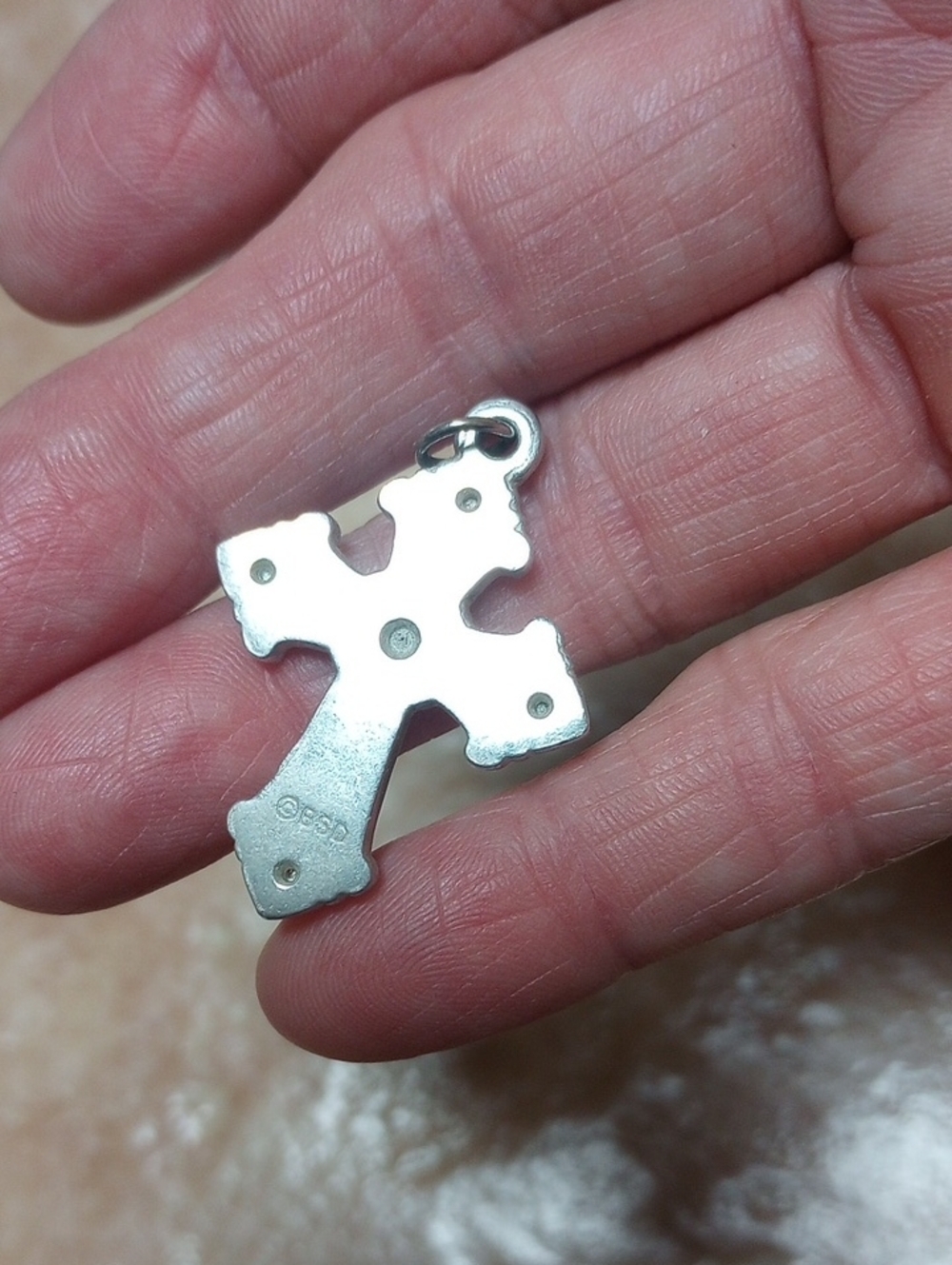 Purple Cross Pendant Charm with Crystal Accents - Picture 3 of 5
